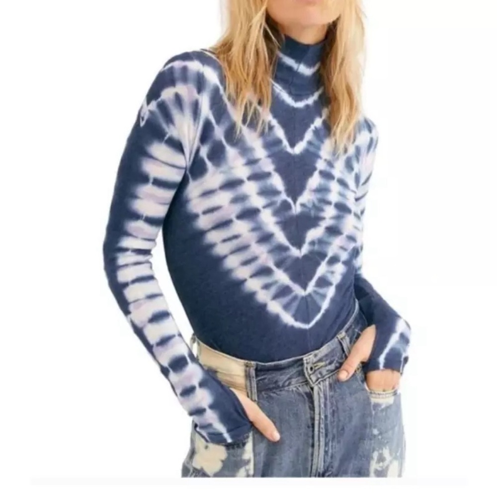 Free People Psychedelic Blue Long Sleeve Top